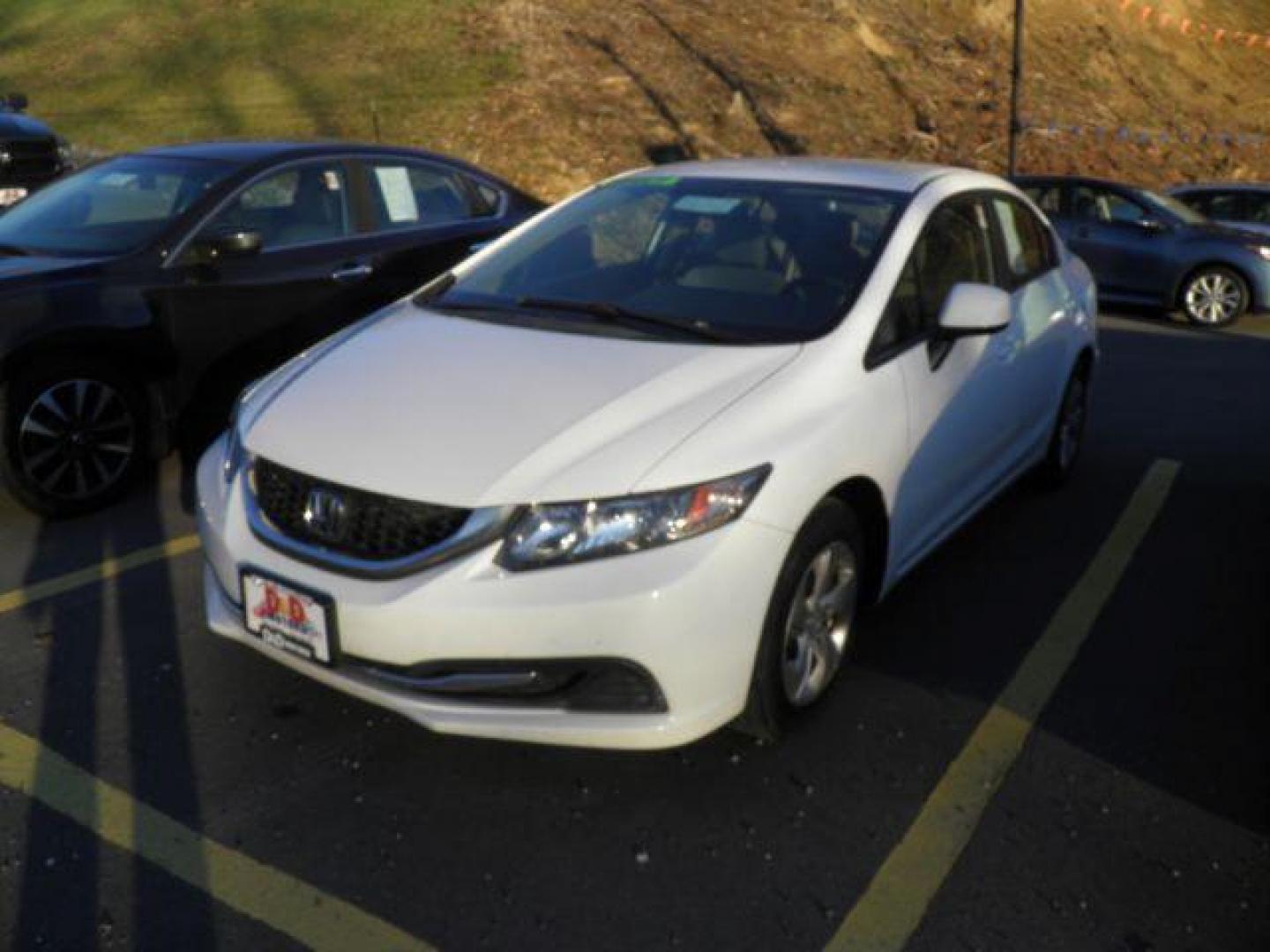 2013 WHITE HONDA CIVIC LX Sedan 5-Speed AT (19XFB2F58DE) with an 1.8L L4 engine, AT transmission, located at 15520 McMullen Hwy SW, Belair, MD, 21502, (301) 729-3700, 39.581375, -78.846451 - Photo#0