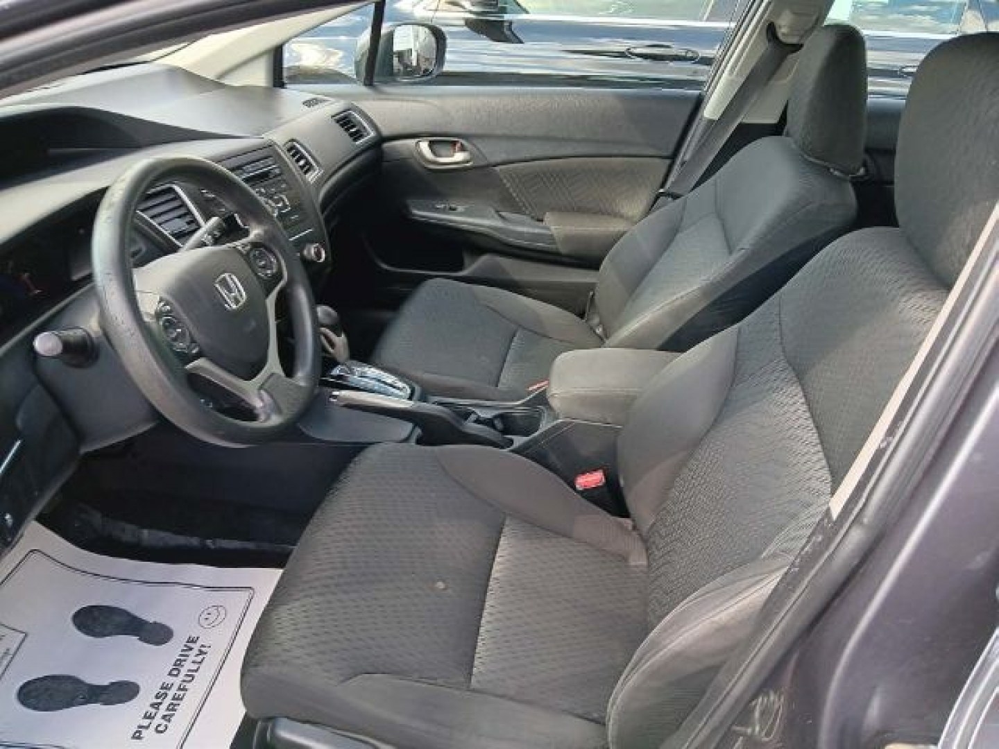 2015 Gray /Black, cloth Honda Civic LX Sedan (19XFB2F50FE) with an 1.8L I4 engine, AT transmission, located at 15520 McMullen Hwy SW, Belair, MD, 21502, (301) 729-3700, 39.581375, -78.846451- Photo#1
