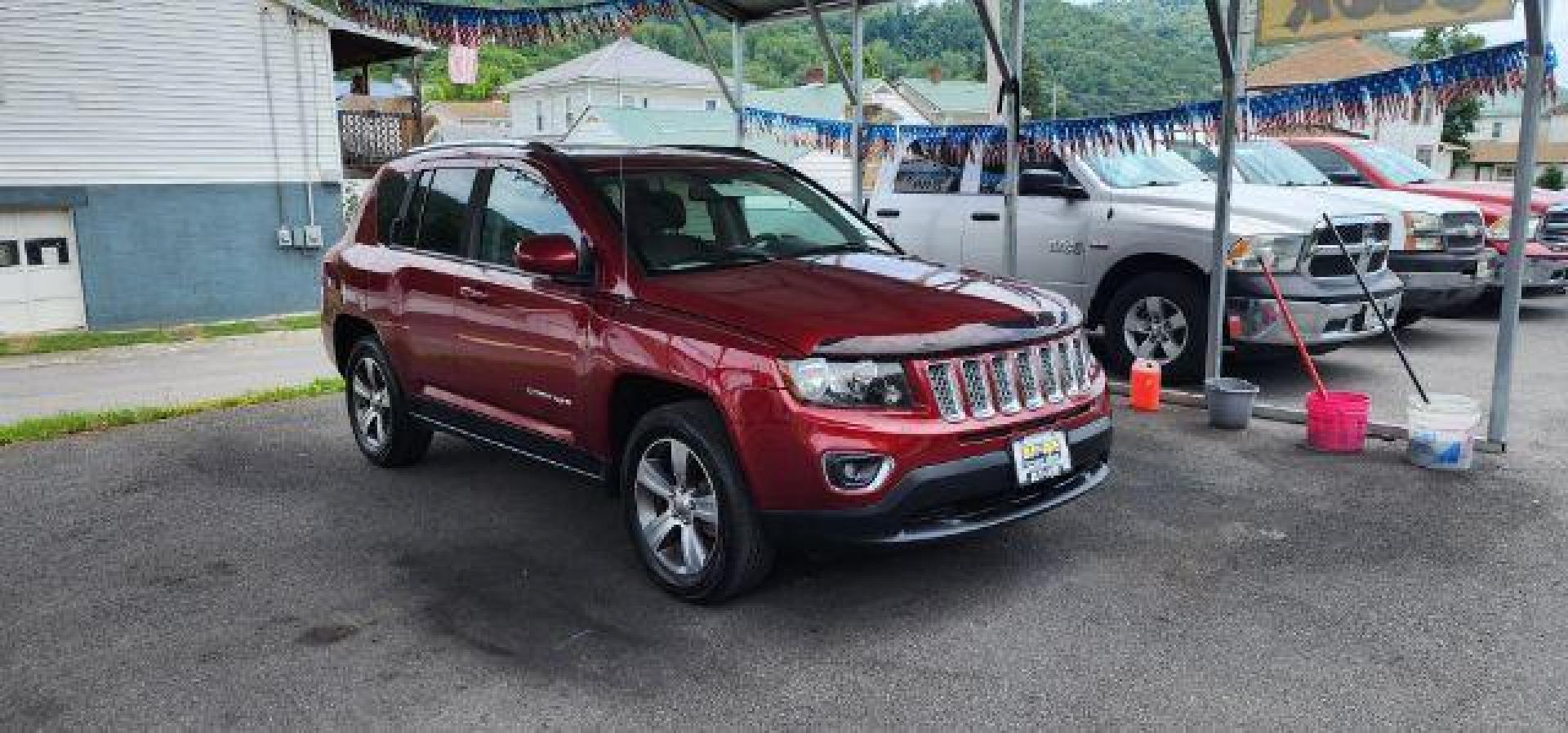 2016 MAROON /Leather Jeep Compass Latitude 4WD (1C4NJDEB9GD) with an 2.4l L4 engine, AT transmission, located at 15520 McMullen Hwy SW, Belair, MD, 21502, (301) 729-3700, 39.581375, -78.846451 - Photo#0