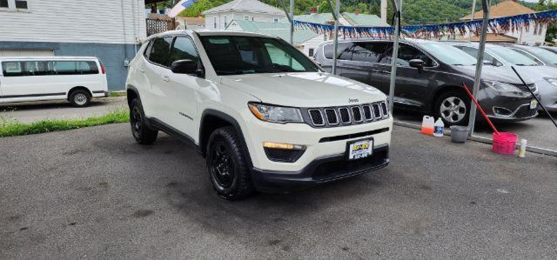 2018 WHITE /Black Jeep Compass Sport 4x4 (3C4NJDAB6JT) with an 2.4L L4 engine, AT transmission, located at 15520 McMullen Hwy SW, Belair, MD, 21502, (301) 729-3700, 39.581375, -78.846451 - Photo#0